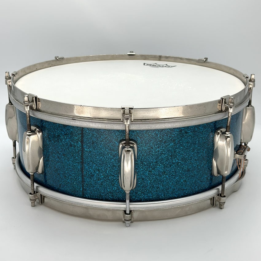 Used Vintage Slingerland Radio King Student Snare Drum 14x5 Aqua Sparkle w/Nickel Hw - Very Good - Drum Center Of Portsmouth