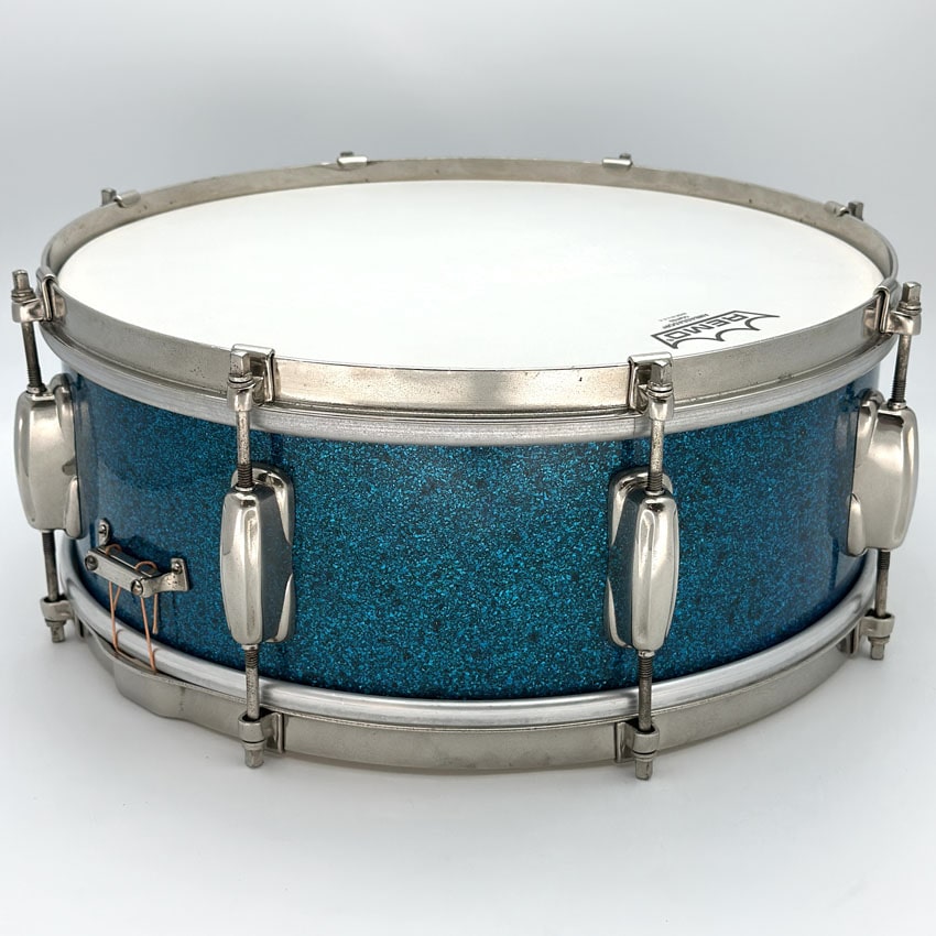 Used Vintage Slingerland Radio King Student Snare Drum 14x5 Aqua Sparkle w/Nickel Hw - Very Good - Drum Center Of Portsmouth