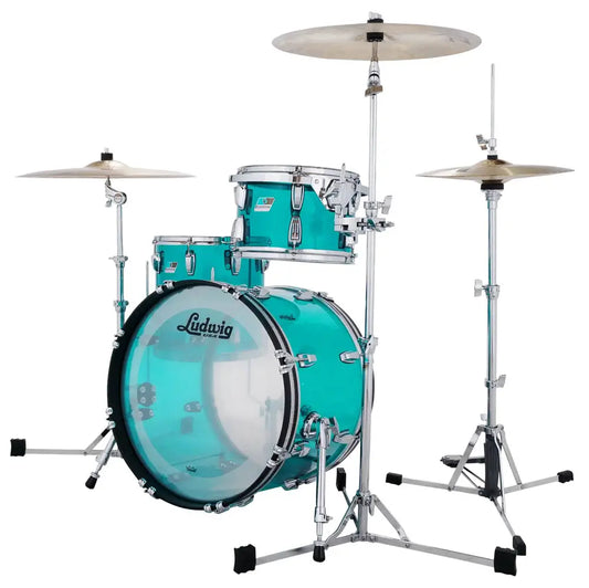 EMBARGOED - ACTIVATE OCT 1 - Ludwig Vistalite 3pc Downbeat Drum Set Teal - Drum Center Of Portsmouth