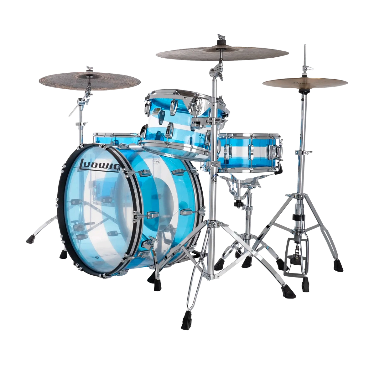 Ludwig Vistalite 3pc Drum Set Blue/Clear/Blue 24/13/16 - Drum Center Of Portsmouth