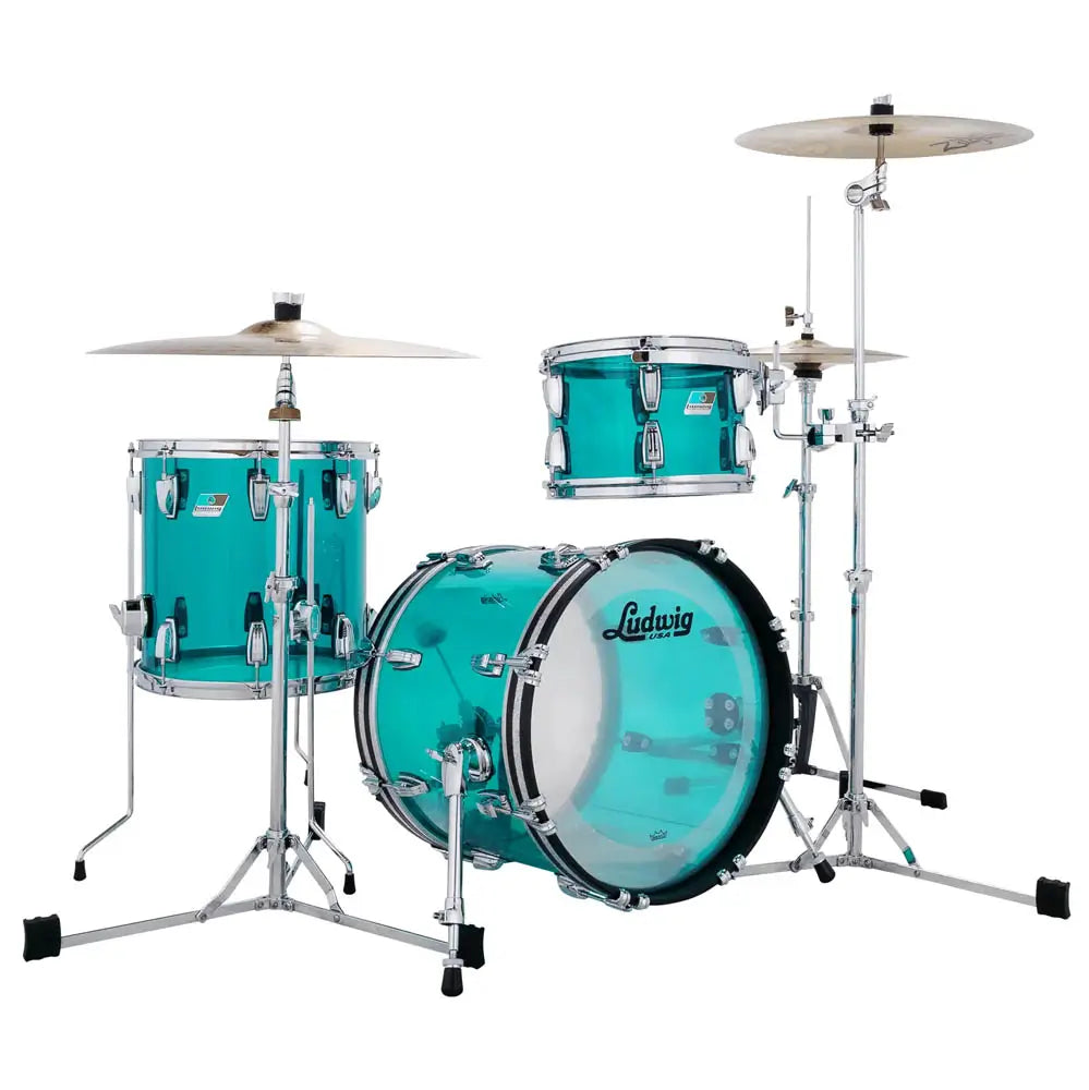 EMBARGOED - ACTIVATE OCT 1 - Ludwig Vistalite 3pc Jazzette Drum Set Teal - Drum Center Of Portsmouth