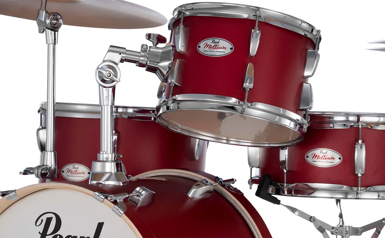 Pearl Midtown 4pc Drum Set Matte Red w/Hardware & Bags - Drum Center Of Portsmouth