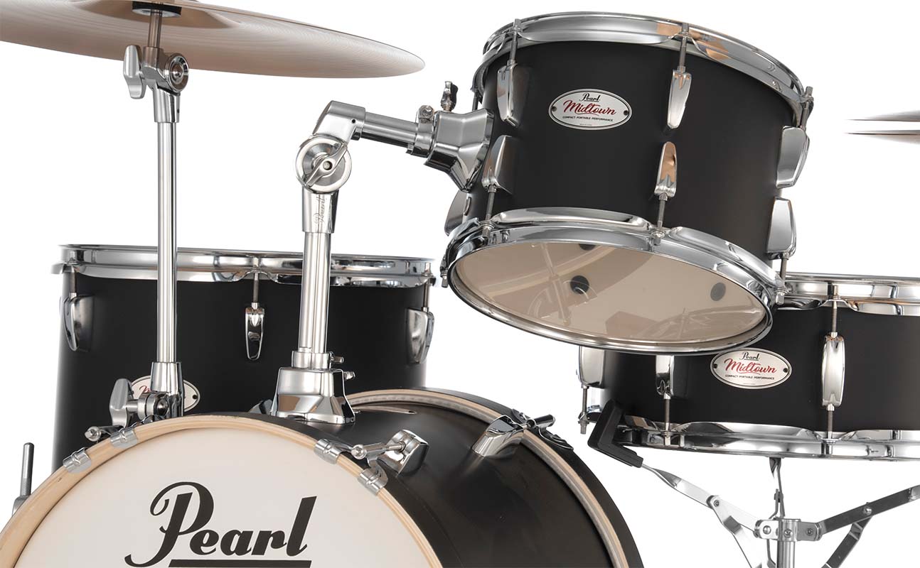 Pearl Midtown 4pc Drum Set Matte Asphalt Black w/Hardware & Bags - Drum Center Of Portsmouth