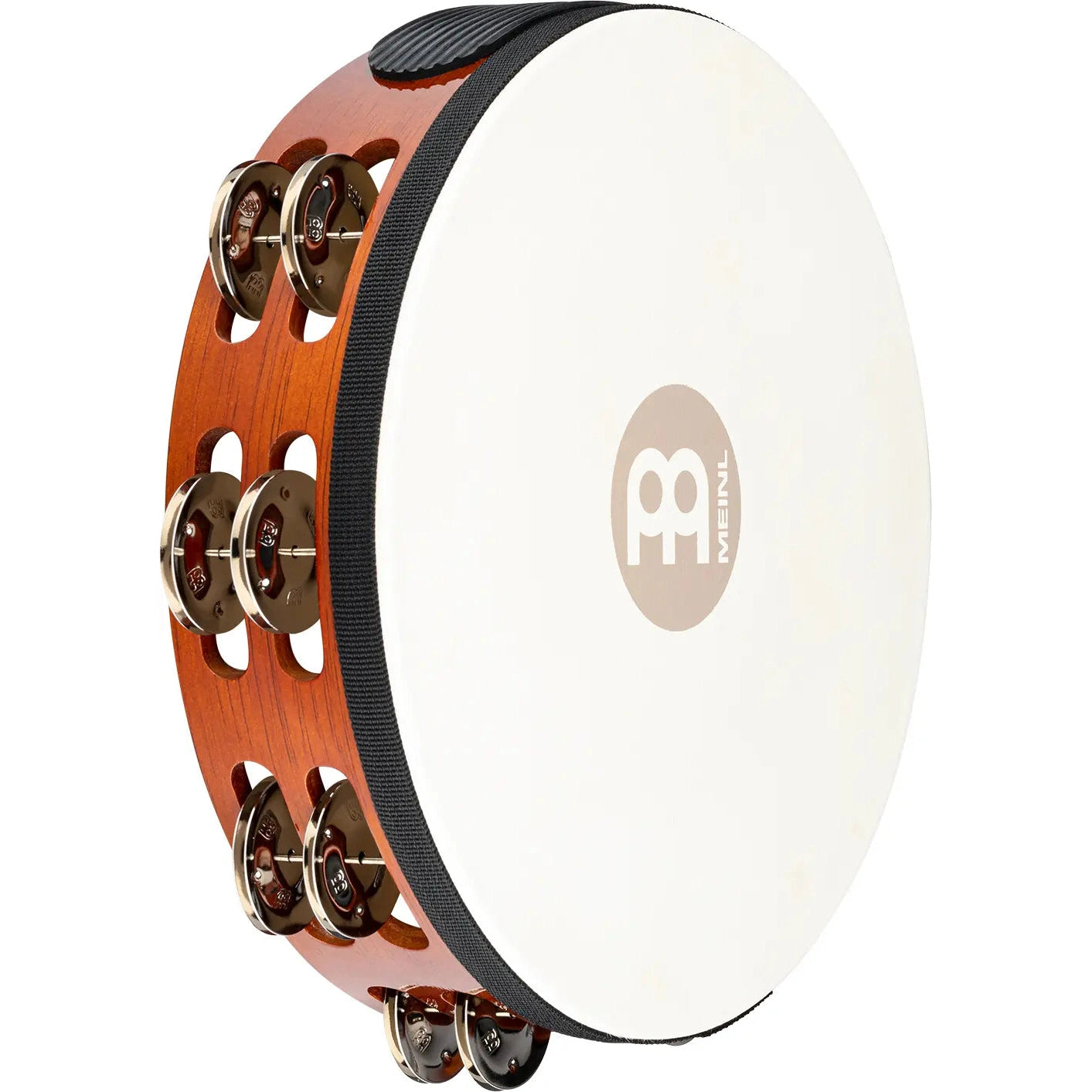 [SO] Meinl Headed Wood Tambourine Steel Jingles 2 Rows African Brown - Drum Center Of Portsmouth