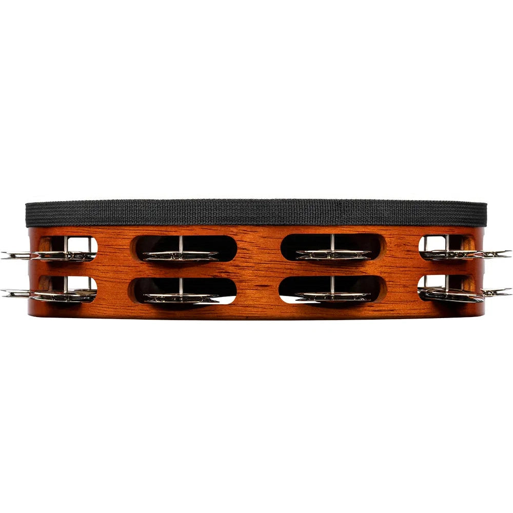 [SO] Meinl Headed Wood Tambourine Steel Jingles 2 Rows African Brown - Drum Center Of Portsmouth
