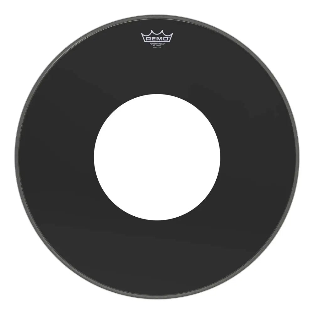Remo Powerstroke P3 Ebony Bass Drumhead 20" w/10" Center Hole - Drum Center Of Portsmouth