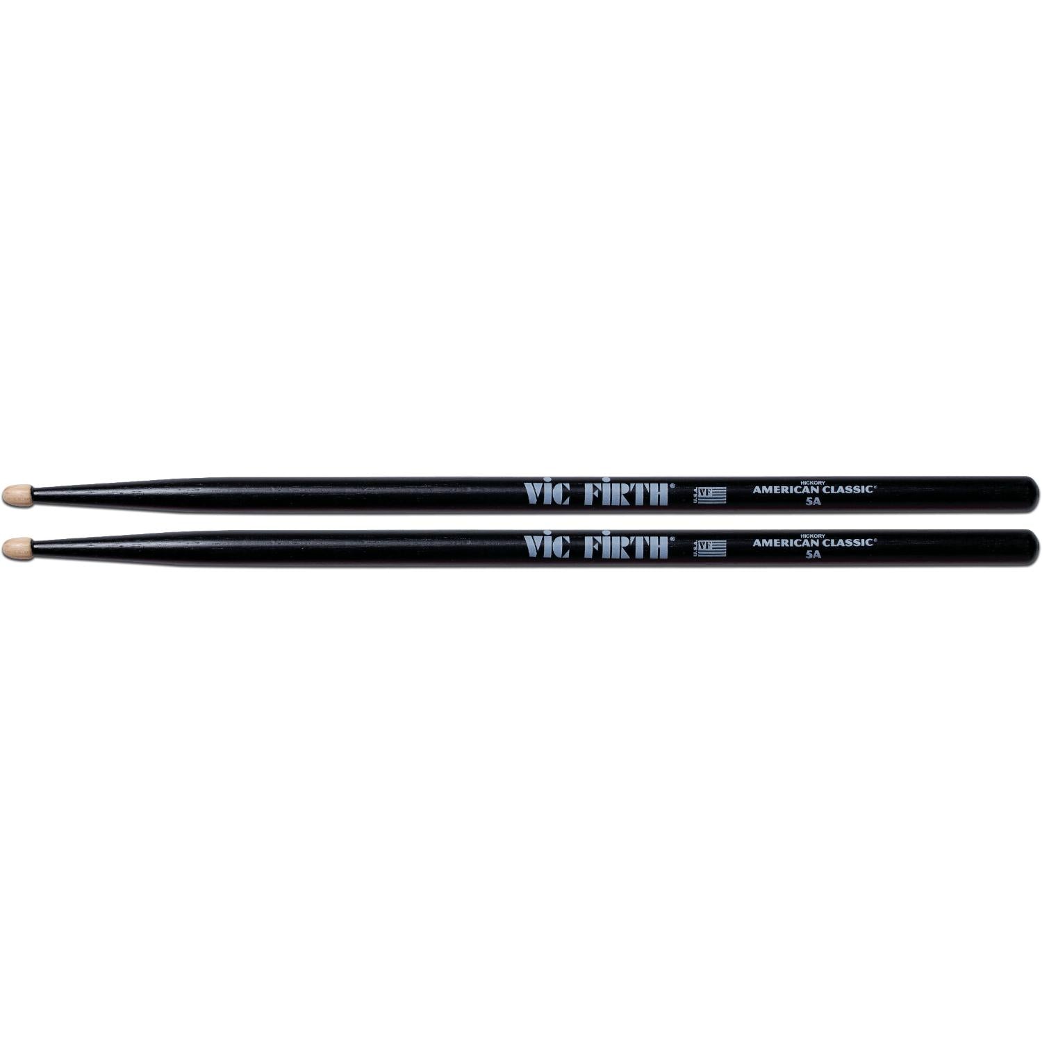 Vic Firth 3 Pair of American Classic 5A Drum Stick w/Black Finish & Free Pair of 5AT Terra - Drum Center Of Portsmouth