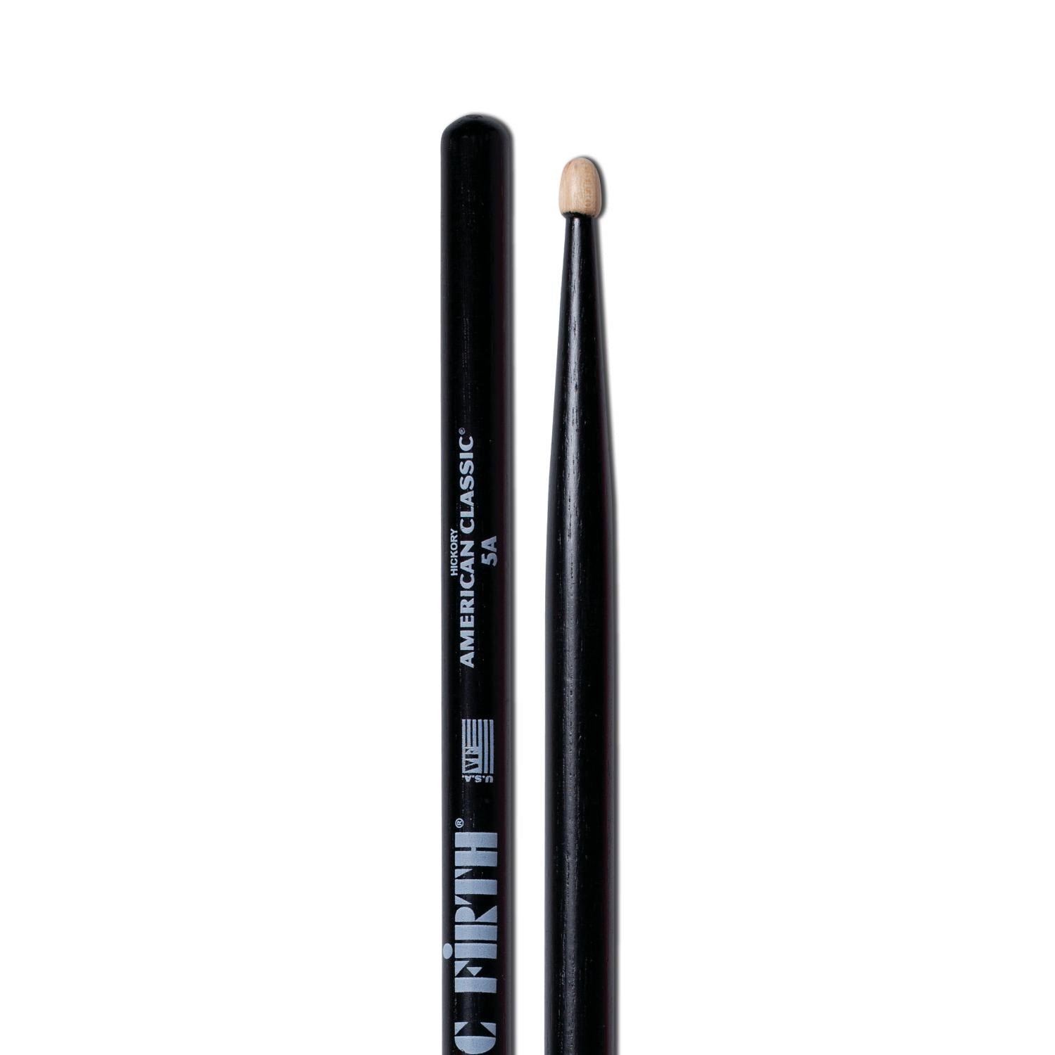 Vic Firth 3 Pair of American Classic 5A Drum Stick w/Black Finish & Free Pair of 5AT Terra - Drum Center Of Portsmouth