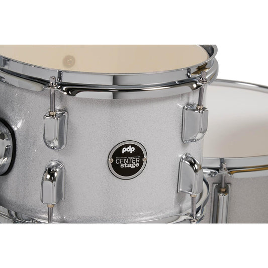 PDP Centerstage 5pc Complete Drum Set Diamond White Sparkle w/Hw & Cymbals - Drum Center Of Portsmouth