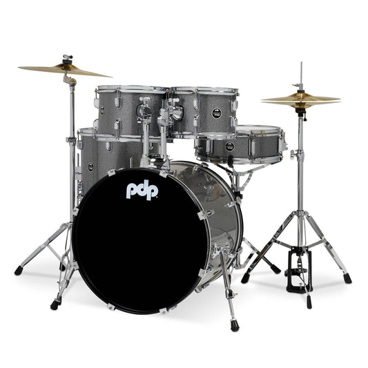 PDP Centerstage 5pc Complete Drum Set Silver Sparkle w/Hw & Cymbals - Drum Center Of Portsmouth