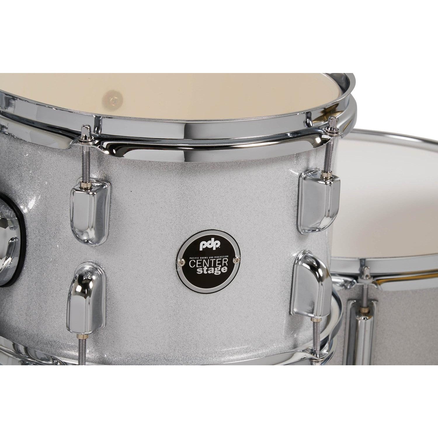 PDP Centerstage 5pc Complete Rock Drum Set Diamond White Sparkle w/Hw & Cymbals - Drum Center Of Portsmouth