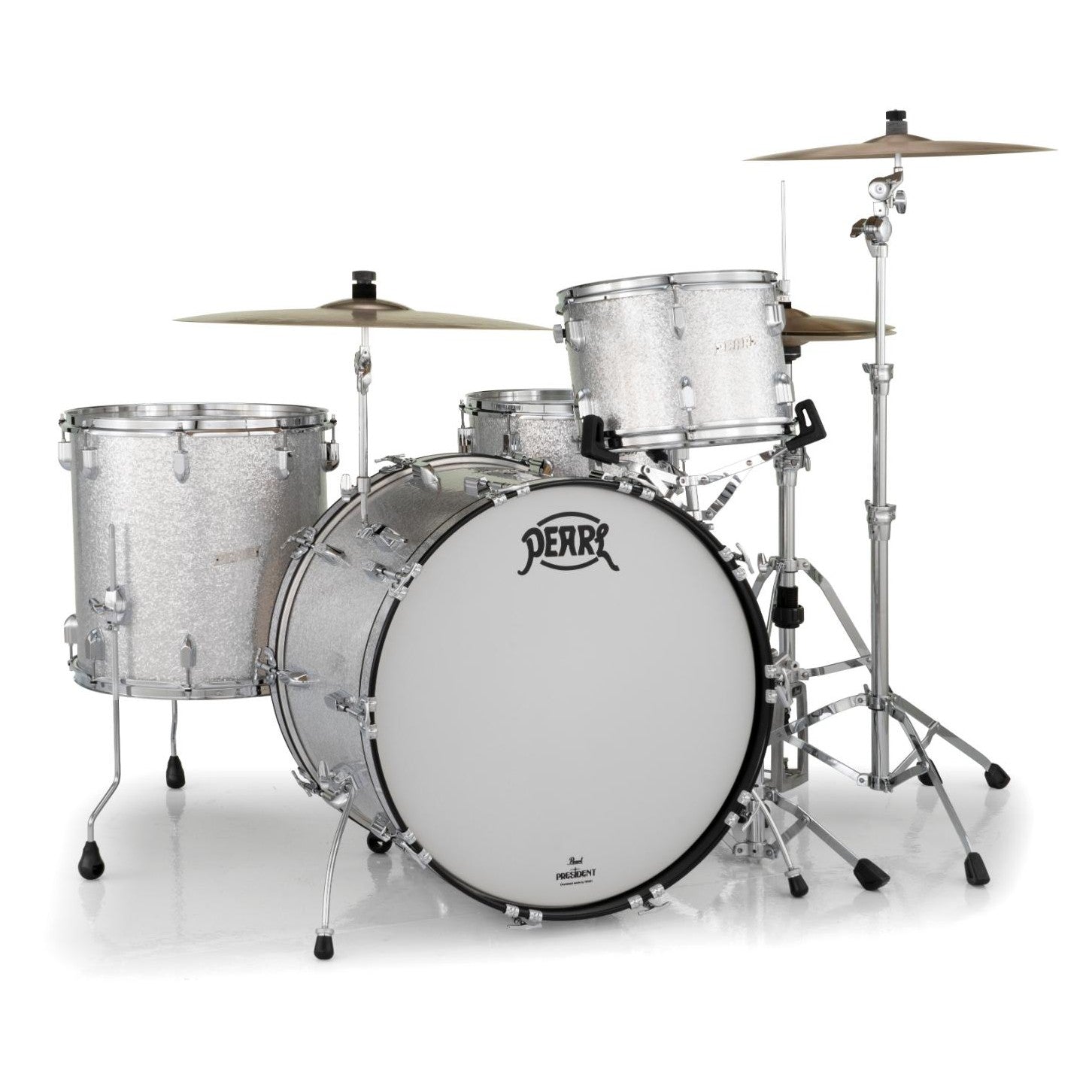 Pearl President Series Deluxe 3pc Drum Set Silver Sparkle 24/13/16 - Drum Center Of Portsmouth