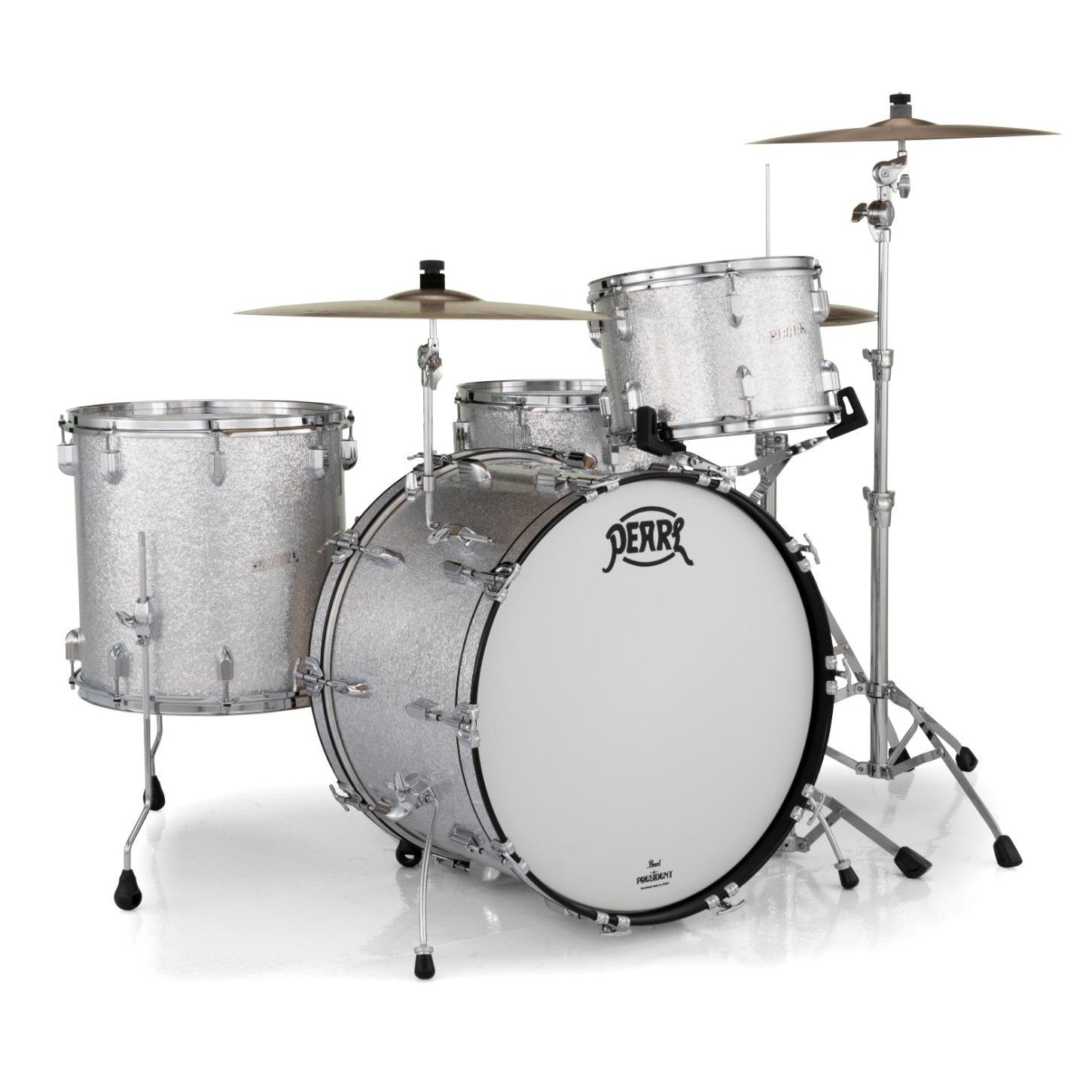 Pearl President Series Deluxe 3pc Drum Set Silver Sparkle 24/13/16 - Drum Center Of Portsmouth