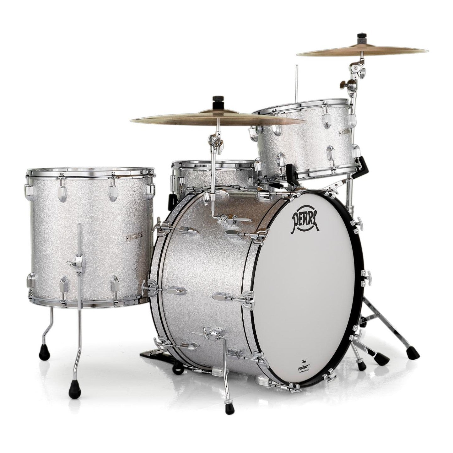 Pearl President Series Deluxe 3pc Drum Set Silver Sparkle 24/13/16 - Drum Center Of Portsmouth