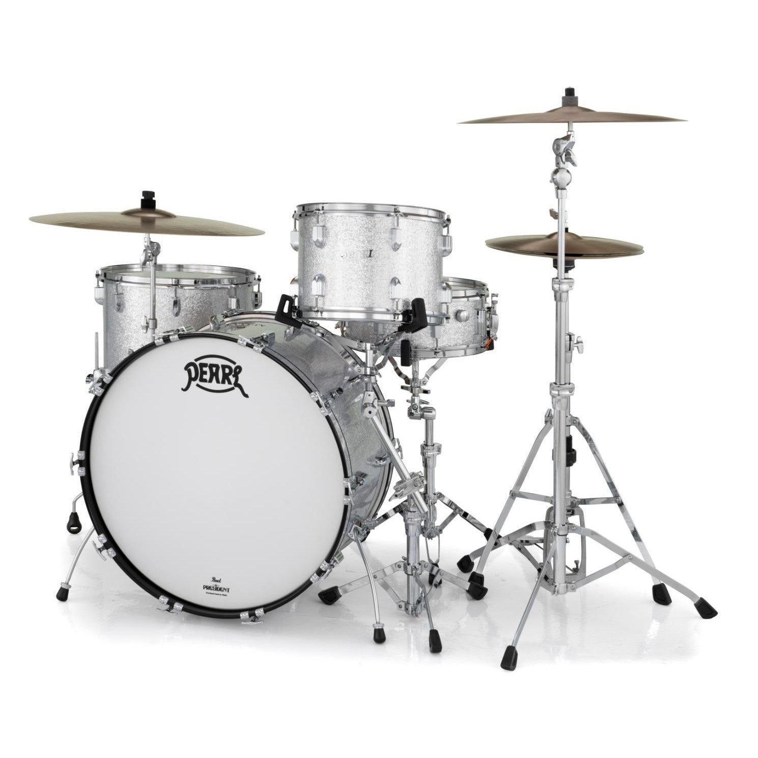 Pearl President Series Deluxe 3pc Drum Set Silver Sparkle 24/13/16 - Drum Center Of Portsmouth
