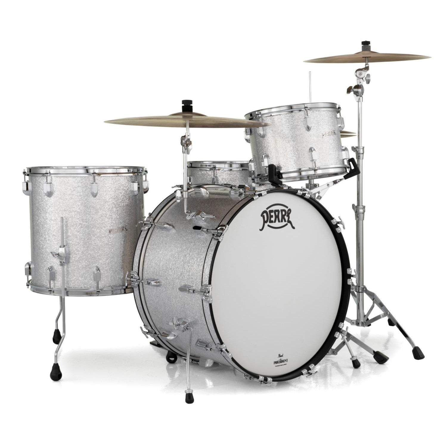 Pearl President Series Deluxe 3pc Drum Set Silver Sparkle 24/13/16 - Drum Center Of Portsmouth