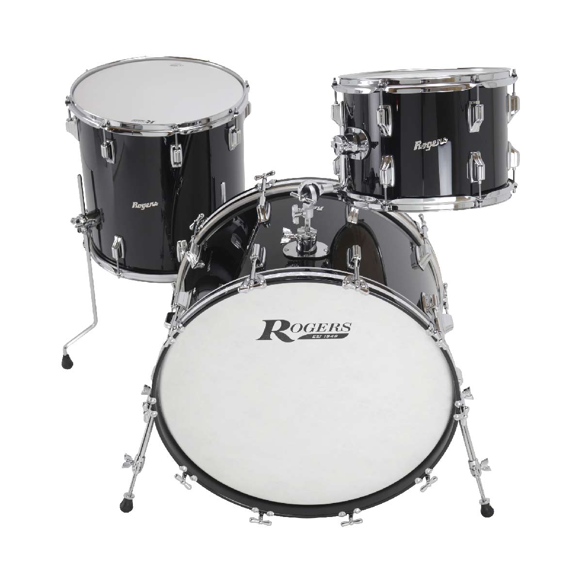 Rogers Powertone Limited Edition 3pc Drum Set Piano Black - Drum Center Of Portsmouth