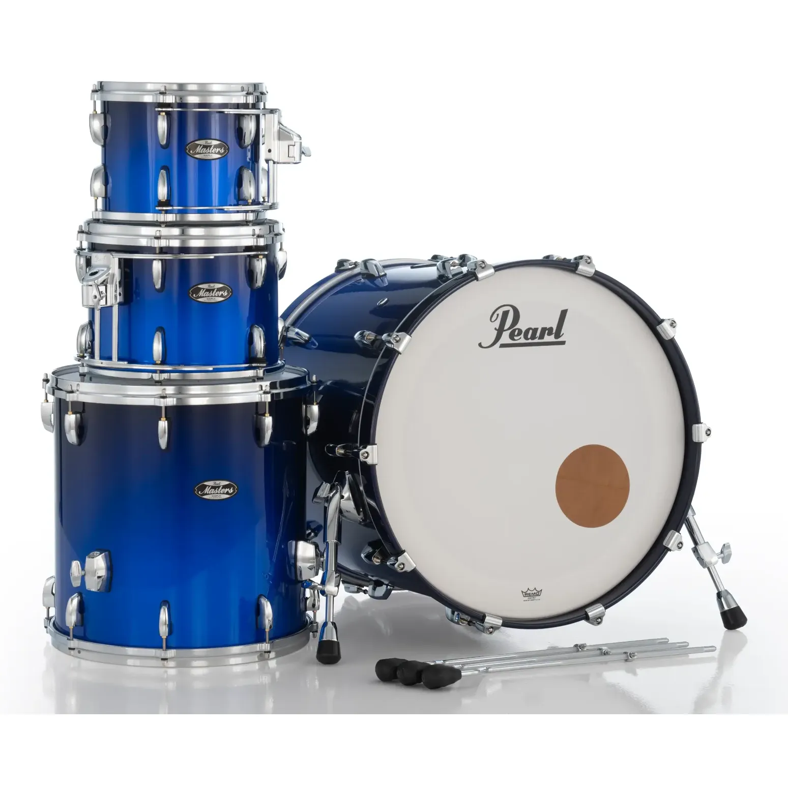 Pearl Masters Maple MM6 4pc Drum Set w/22x16BD w/L-Bracket R2 Mounts Kobalt Blue Fade Metallic - Drum Center Of Portsmouth