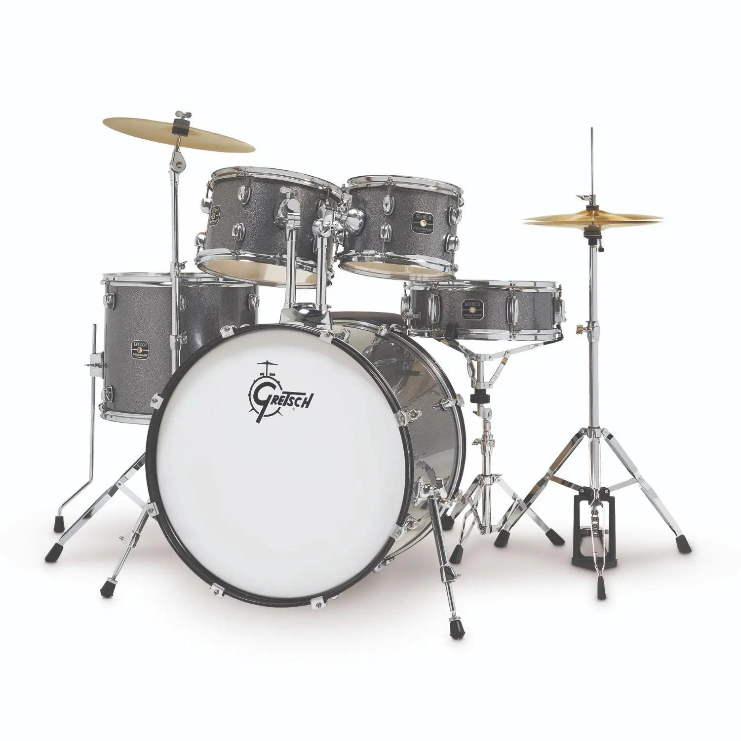 Gretsch Renegade 5pc Drum Set Grey Sparkle w/Hw & Cymbals - Drum Center Of Portsmouth