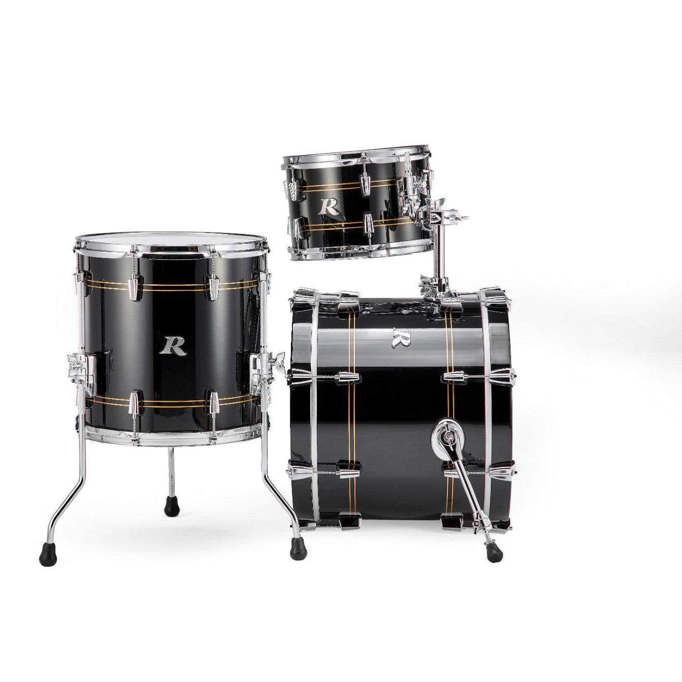 Rogers R Series 3pc Drum Set 18/12/14 Piano Black Copper - Drum Center Of Portsmouth