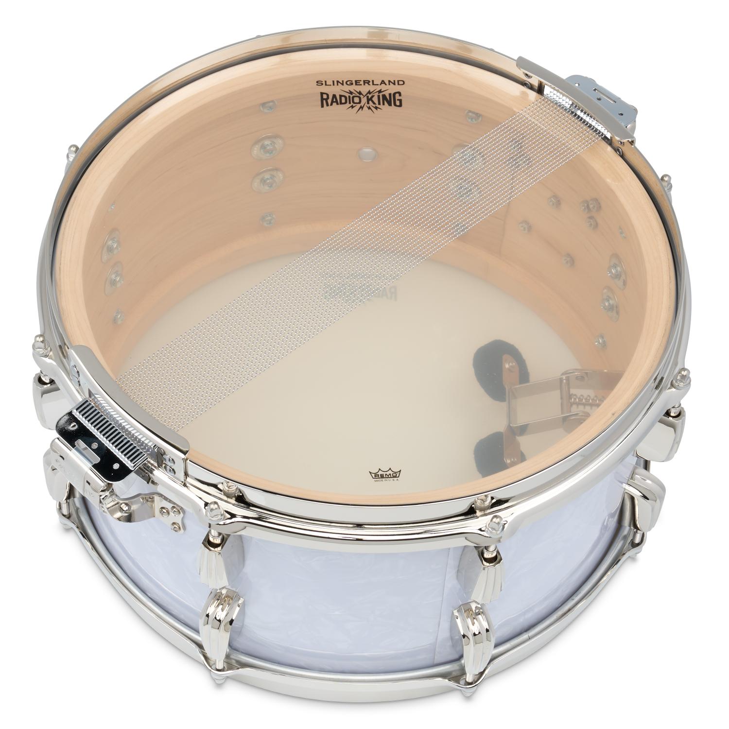 Slingerland Solid Maple Radio King Snare Drum 14x7 White Marine Pearl - Drum Center Of Portsmouth