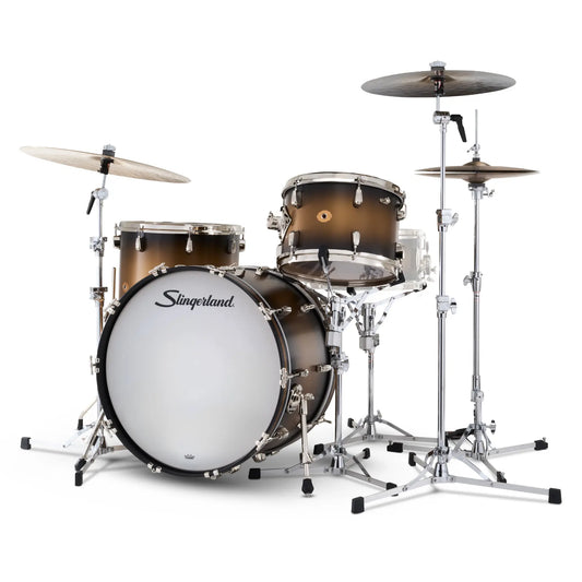 Slingerland Radio King 3pc Drum Set 22/13/16 Black & Gold Lacquer