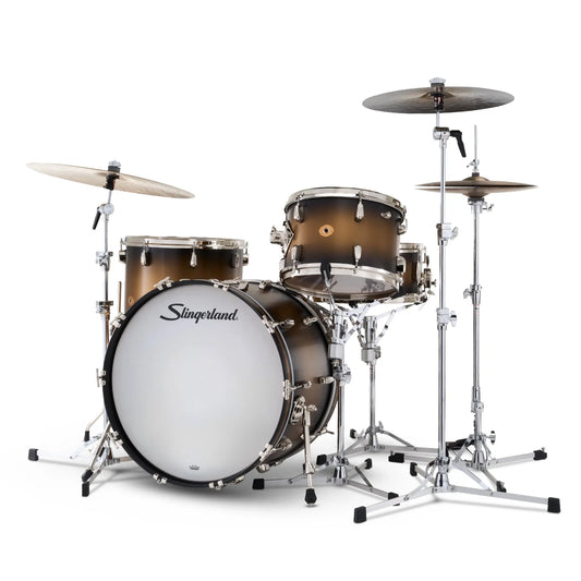 Slingerland Radio King 4pc Drum Set 22/13/16/14 Black & Gold Lacquer