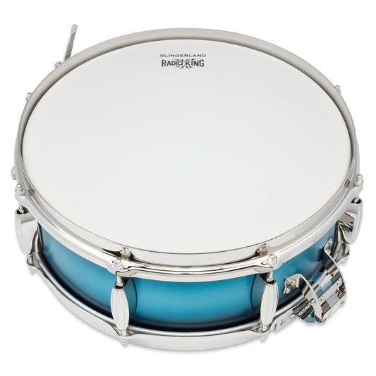 Slingerland Solid Maple Radio King Snare Drum 14x5 Silver & Blue Duco Lacquer - Drum Center Of Portsmouth