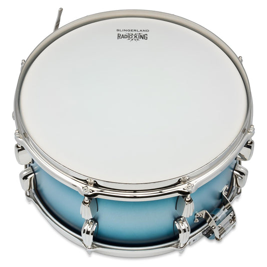 Slingerland Solid Maple Radio King Snare Drum 14x7 Silver & Blue Duco Lacquer - Drum Center Of Portsmouth