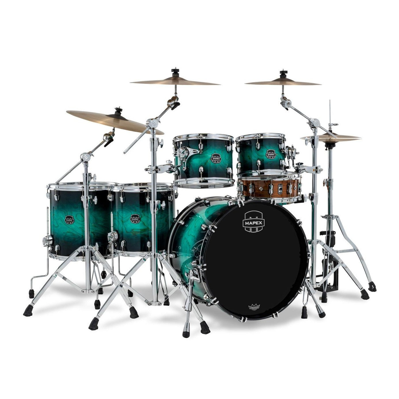 Mapex Saturn VI Studioease Standard 5pc Drum Set 22/10/12/14/16 Marine Teal Burst - Drum Center Of Portsmouth