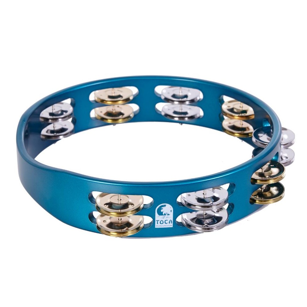 Toca ColorSound Tambourine 10" Ocean Blue w/Nickel & Brass Jingles - Drum Center Of Portsmouth