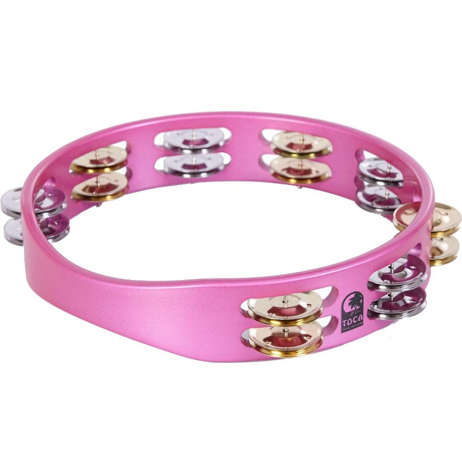 Toca ColorSound Tambourine 10" Pink Haze w/Nickel & Brass Jingles - Drum Center Of Portsmouth