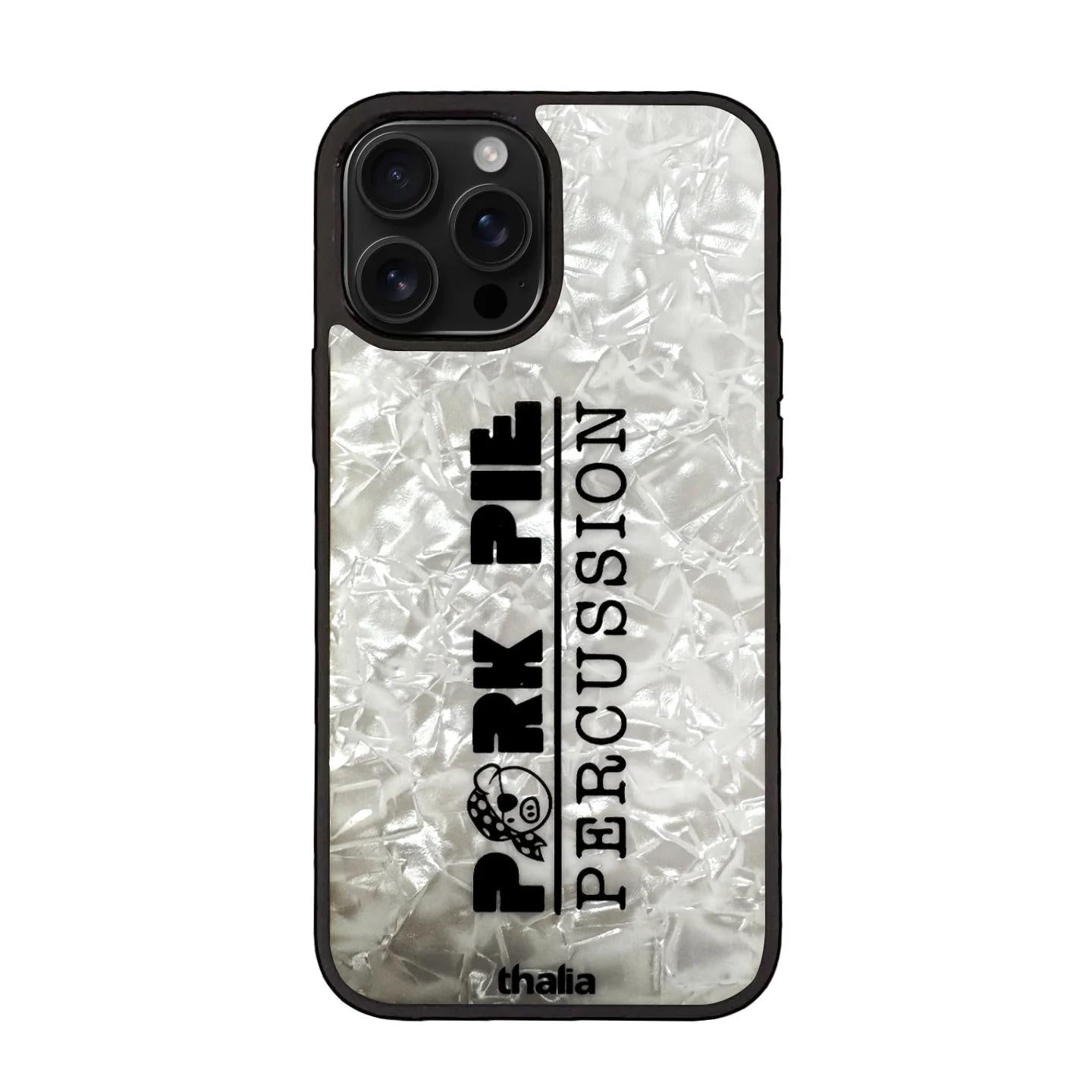 Thalia Pork Pie Logo Case for iPhone 14 Pro Max | Full Logo, Pearl White