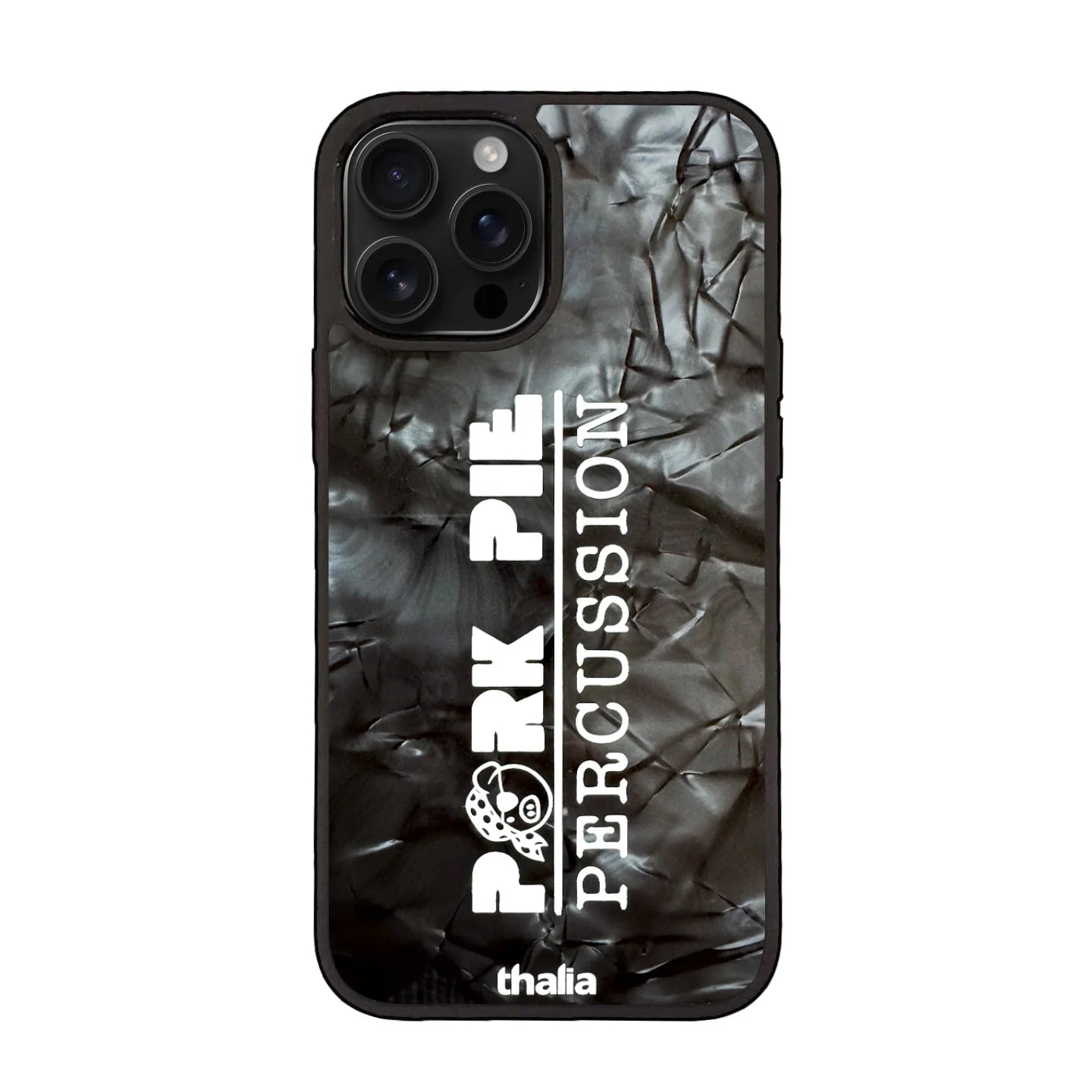 Thalia Pork Pie Logo Case for iPhone 16 Pro Max | Full Logo, Obsidian Black - Drum Center Of Portsmouth