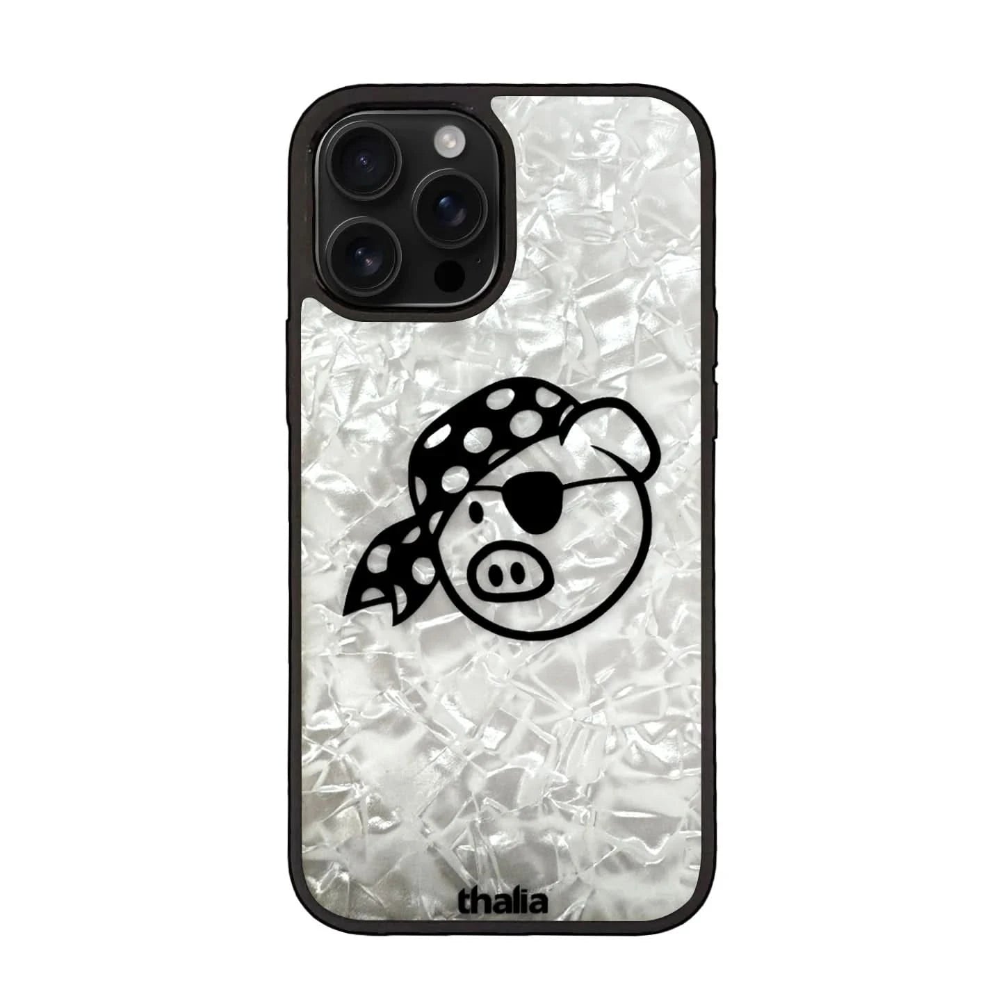 Thalia Pork Pie Logo Case for iPhone 14 Pro | Pig Logo, Pearl White - Drum Center Of Portsmouth