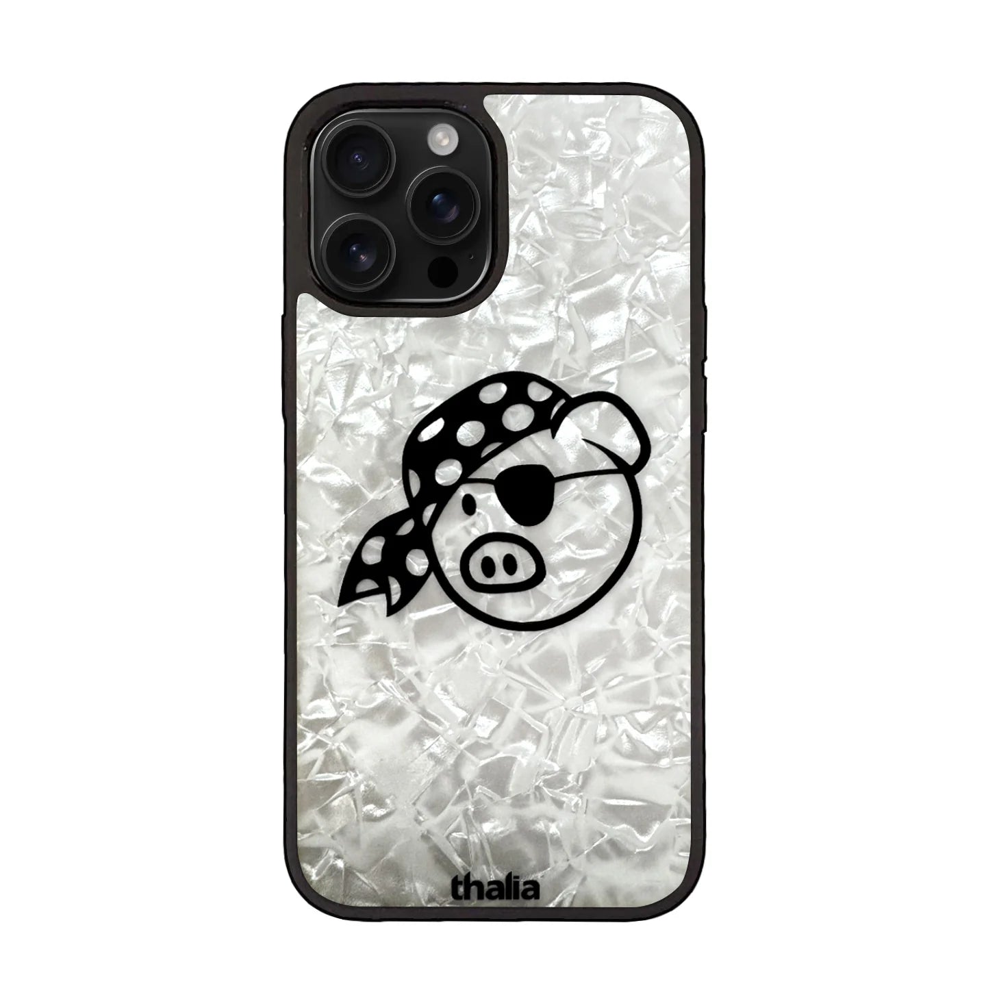 Thalia Pork Pie Logo Case for iPhone 16 Plus | Pig Logo, Pearl White - Drum Center Of Portsmouth