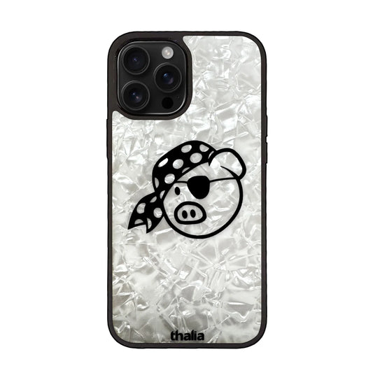 Thalia Pork Pie Logo Case for iPhone 16 Plus | Pig Logo, Pearl White - Drum Center Of Portsmouth