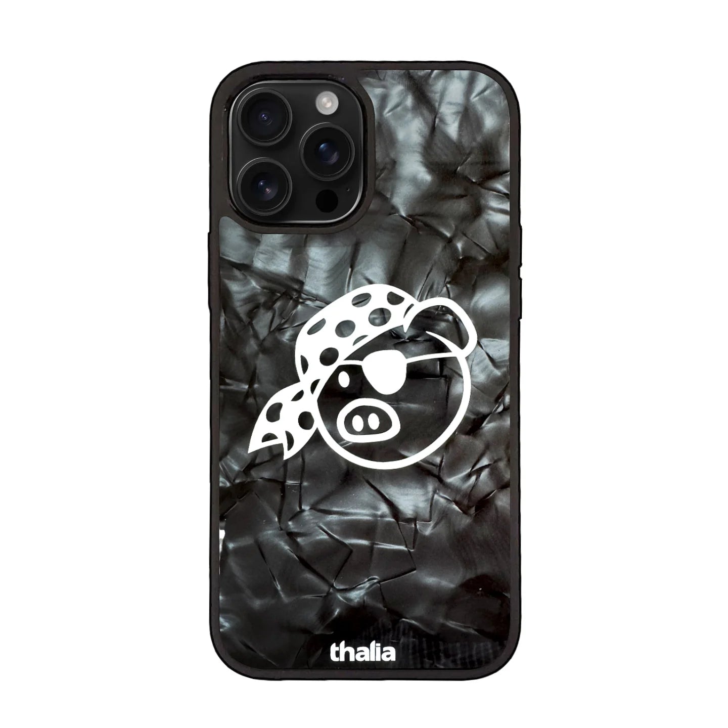 Thalia Pork Pie Logo Case for iPhone 14 Pro Max | Pig Logo, Obsidian Black - Drum Center Of Portsmouth