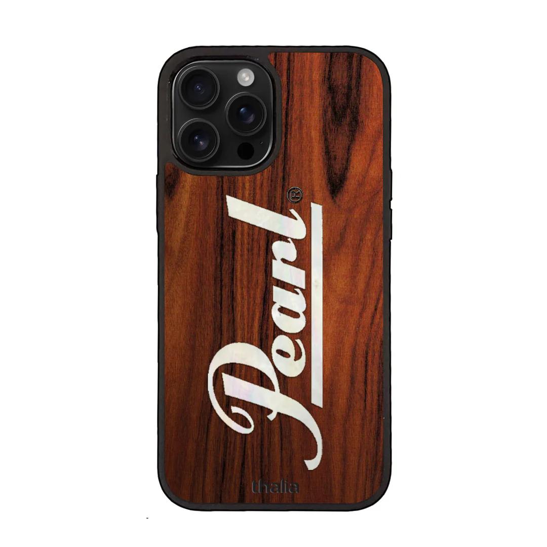 Thalia Pearl Logo Case for iPhone 15 | Vertical Logo, Rosewood