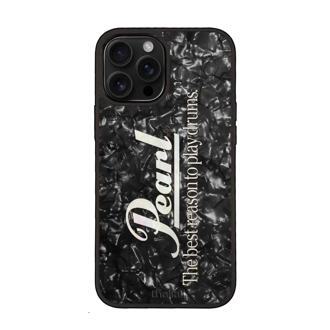 Thalia Pearl Logo Case for iPhone 15 | Vertical Logo, Black Diamond