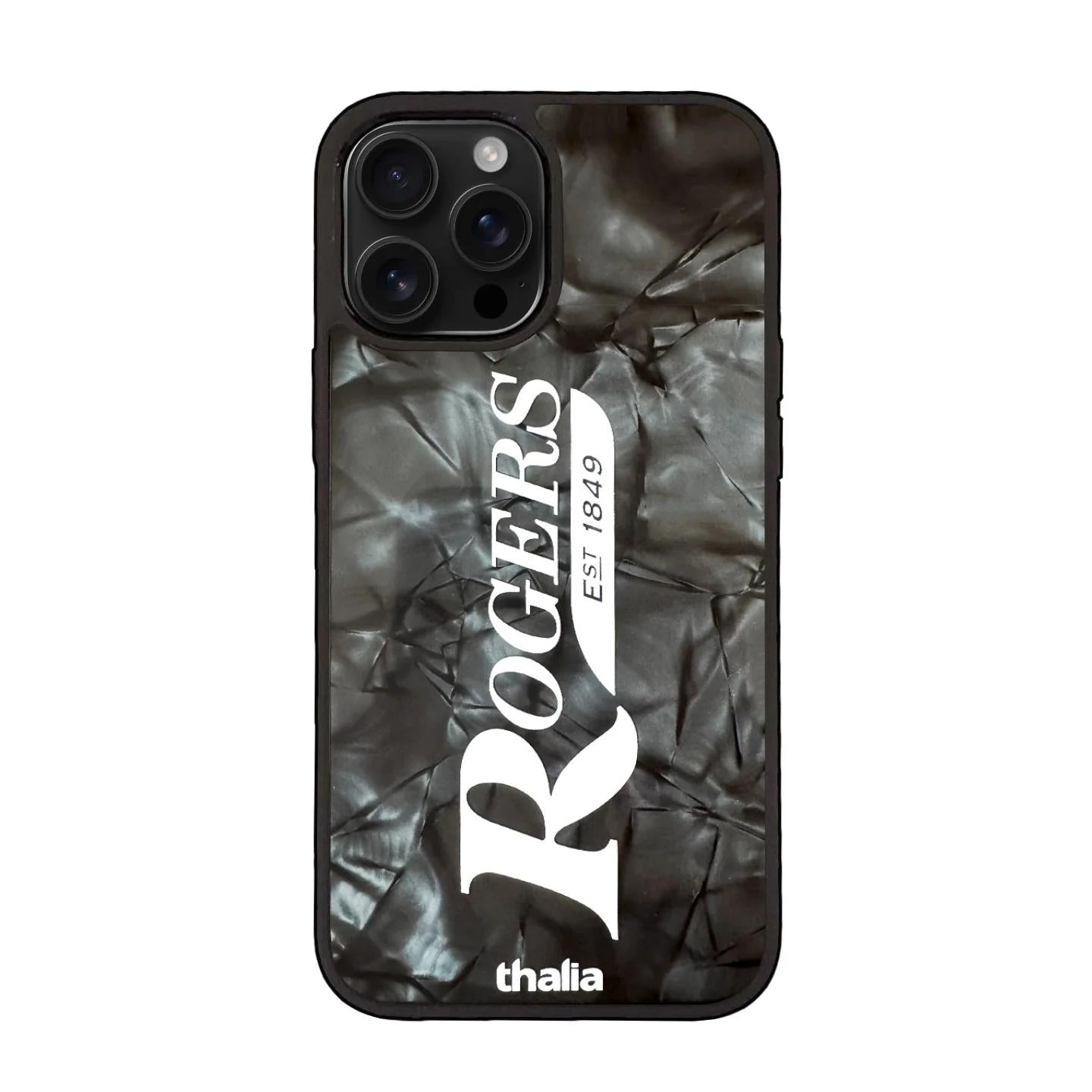 Thalia Rogers Logo Case for iPhone 16 Plus | Vertical Logo, Black Diamond