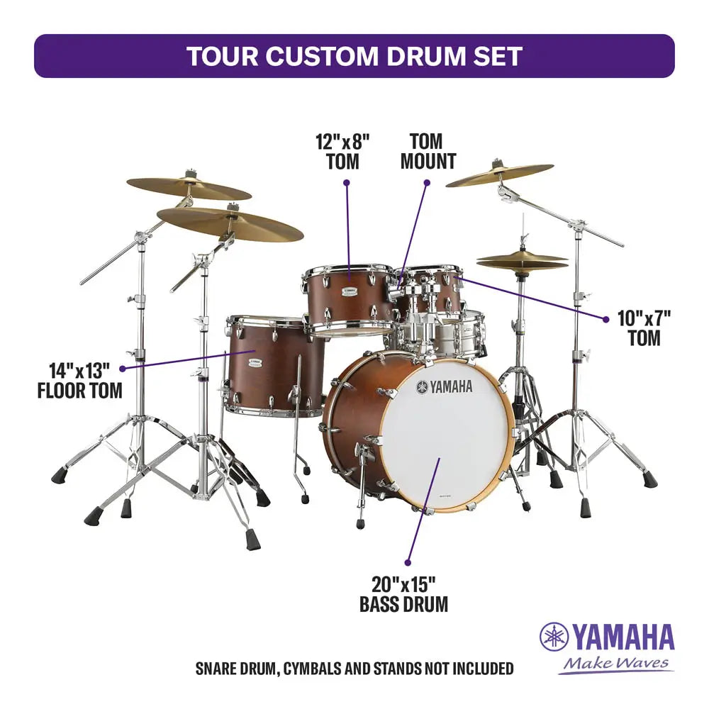 Yamaha Tour Custom Maple 4pc Drum Set 20/10/12/14 Chocolate Satin - Drum Center Of Portsmouth