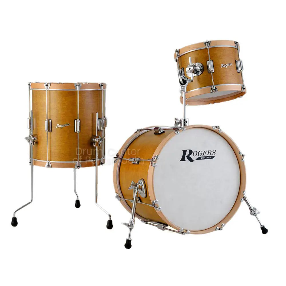 Rogers Tower Wood Hoop 3pc Drum Set Satin Fruitwood Stain - Drum Center Of Portsmouth