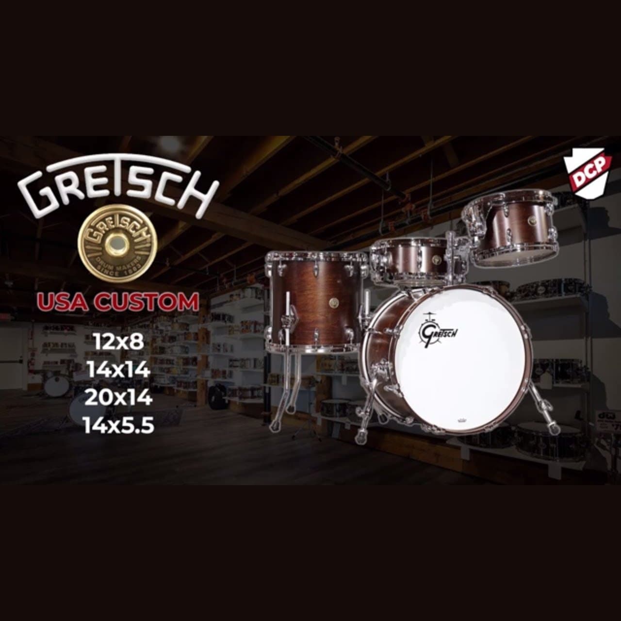 Gretsch USA Custom 3pc Drum Set Satin Cadillac Green