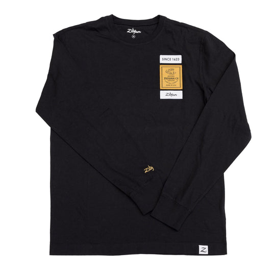 Zildjian Long Sleeve T-Shirt w/Triple Embroidered Patches Black Small - Drum Center Of Portsmouth