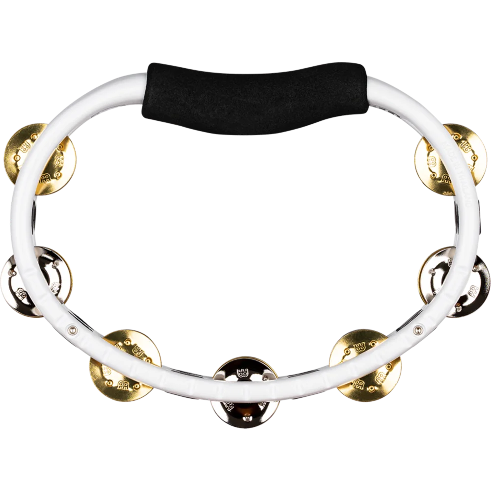 Meinl ABS Hand Held Tambourine Recording Combo Dual-Alloy Jingles White - Drum Center Of Portsmouth