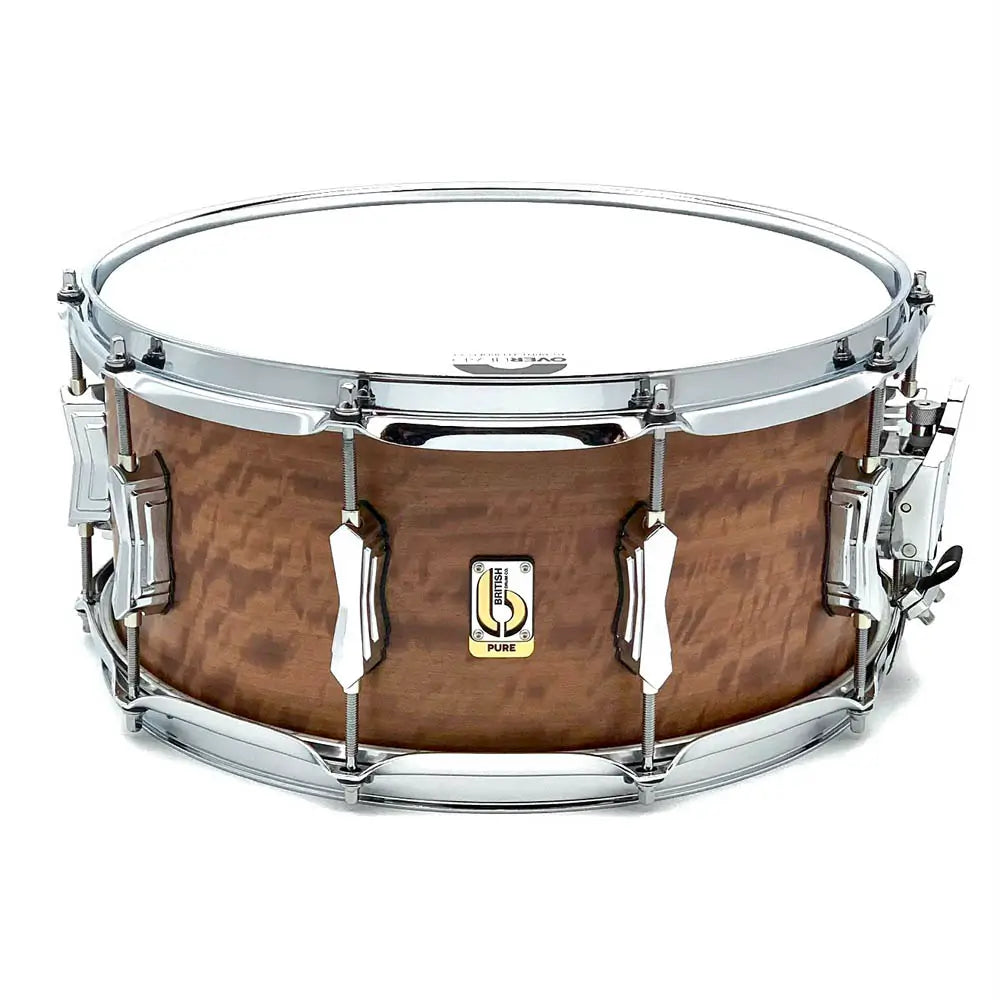 British Drum Company Founder's Reserve Pure Ultra Snare Drum 14x6.5 Figured Douka - Drum Center Of Portsmouth