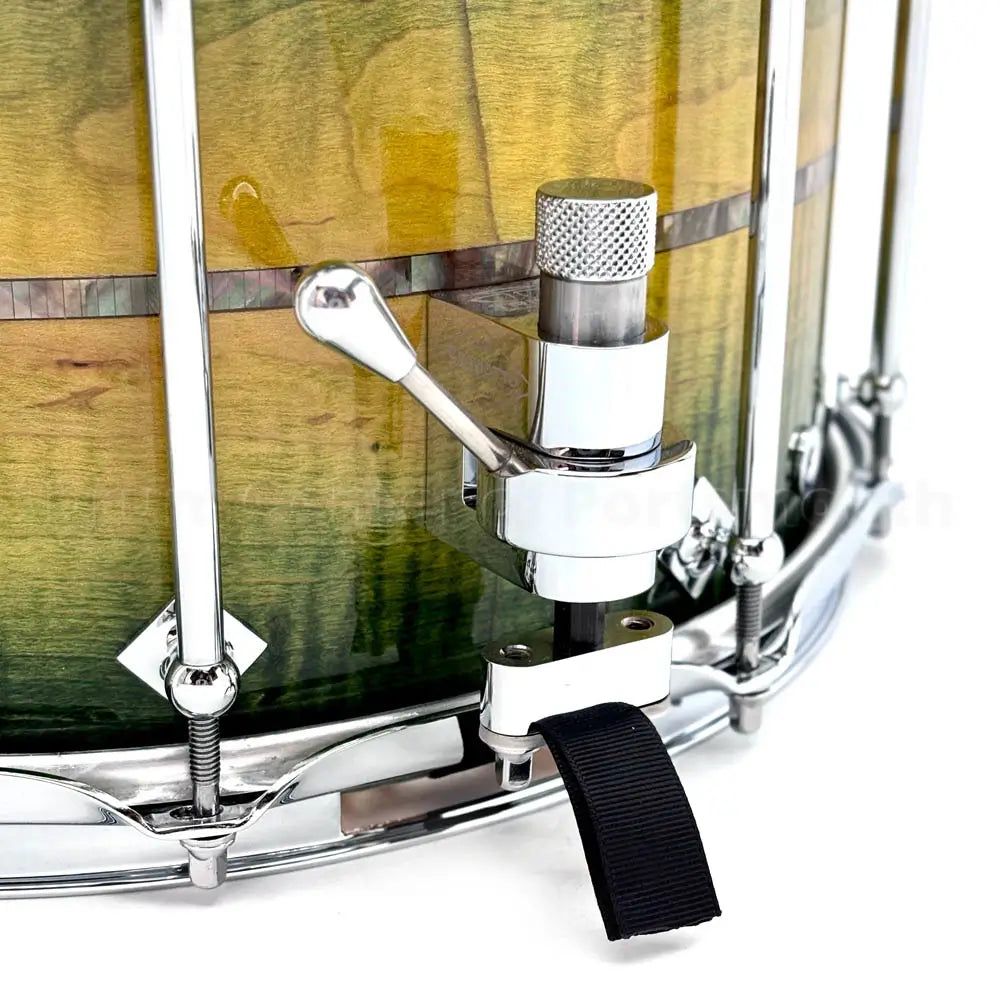 Craviotto Heirloom Flamed Maple Snare Drum 14x8 Green Stain w/Abalone Inlay - Drum Center Of Portsmouth