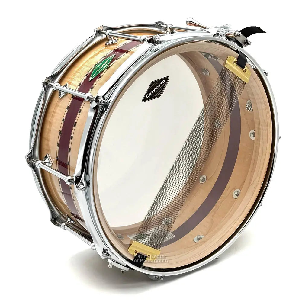 Craviotto 20th Anniversary Curly Maple/Purpleheart Snare Drum 14x6.5 - Drum Center Of Portsmouth