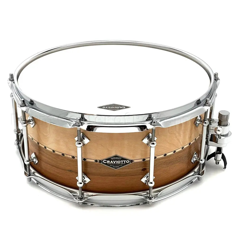 Craviotto Custom Shop Curly Maple/Mahogany Snare Drum 14x6 w/Maple Inlay - Drum Center Of Portsmouth